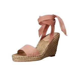 Loeffler Randall Harper Blush Pink Wedge Wedged High Heel Espadrilles Sandals 7